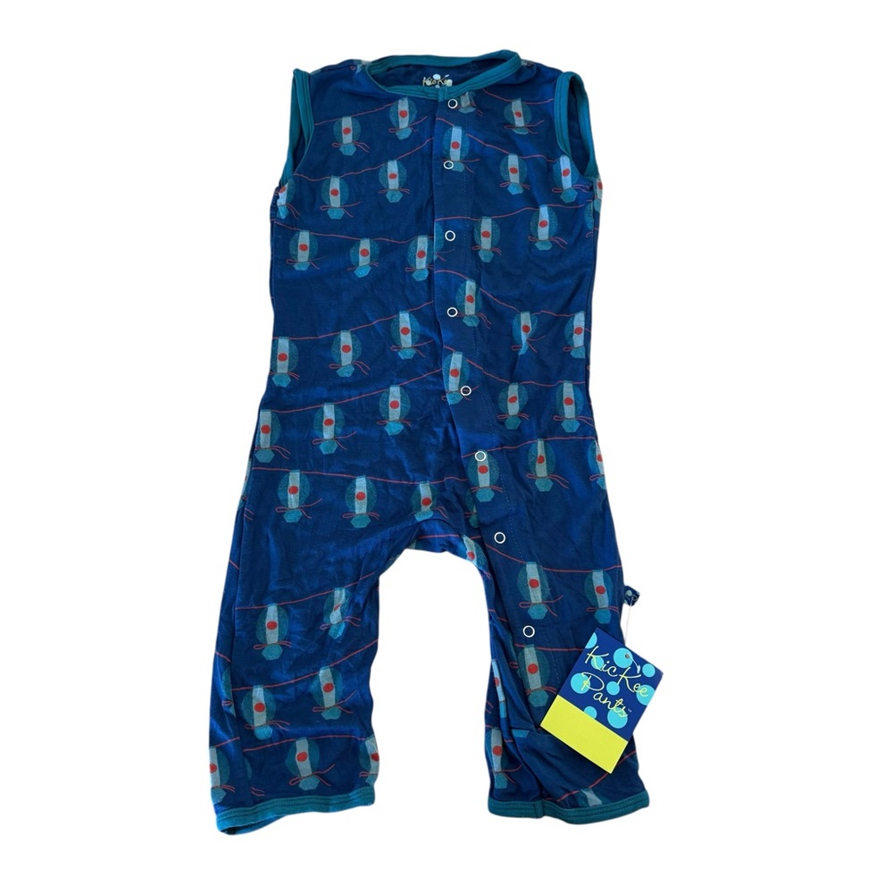 Kickee Pants Navy Blue Rocket Print Sleeveless One-Piece Bodysuit